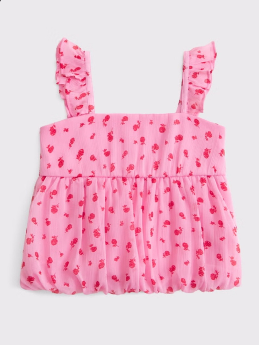New! Abercrombie Kids Floral Smocked Bubble Tank Top with Ruffled Sleeves